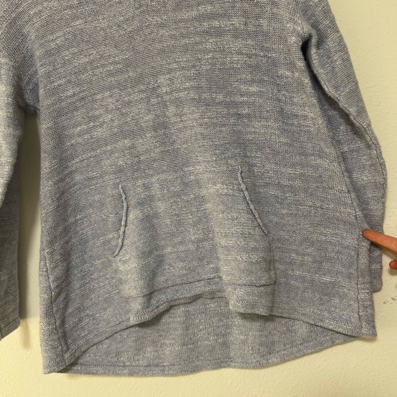 J. Jill PureJill Long Sleeve Blue Marled Kangaroo Pocket Sweater - Picture 2 of 8